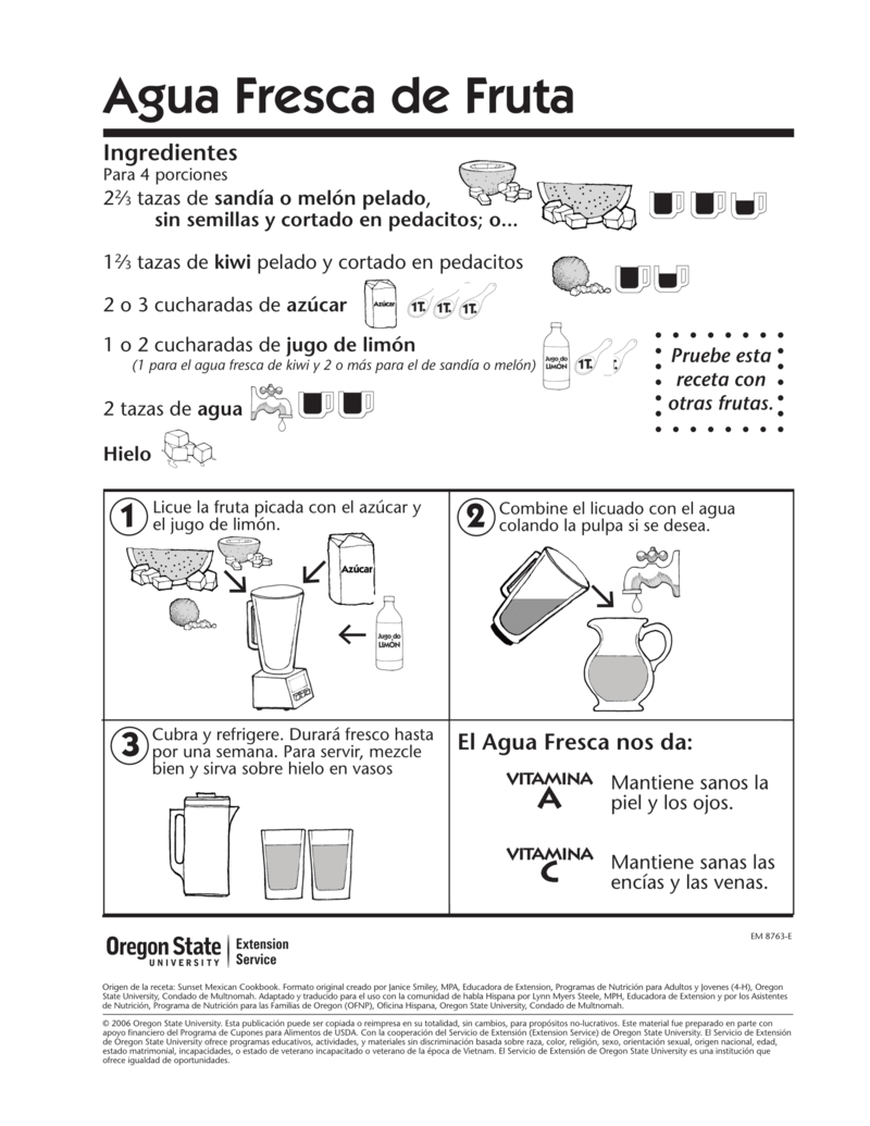 Agua Fresca Recipe Handout (English & Spanish)