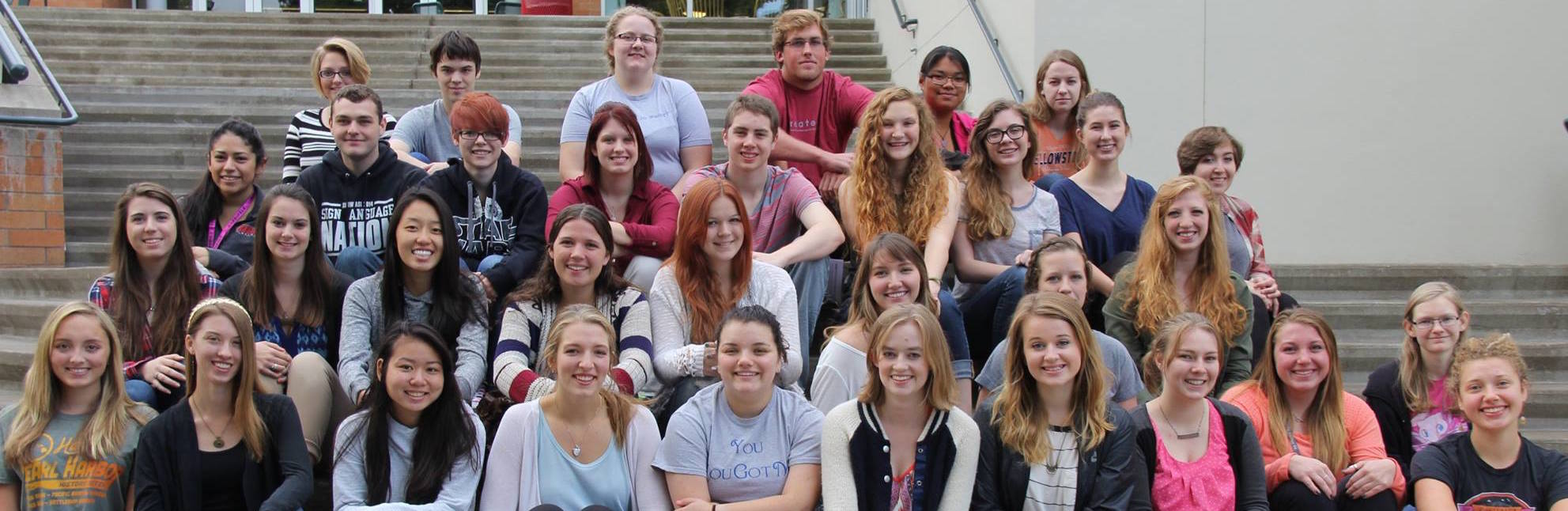 Honors students on the steps