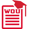 WOU icon with paper and grad hat