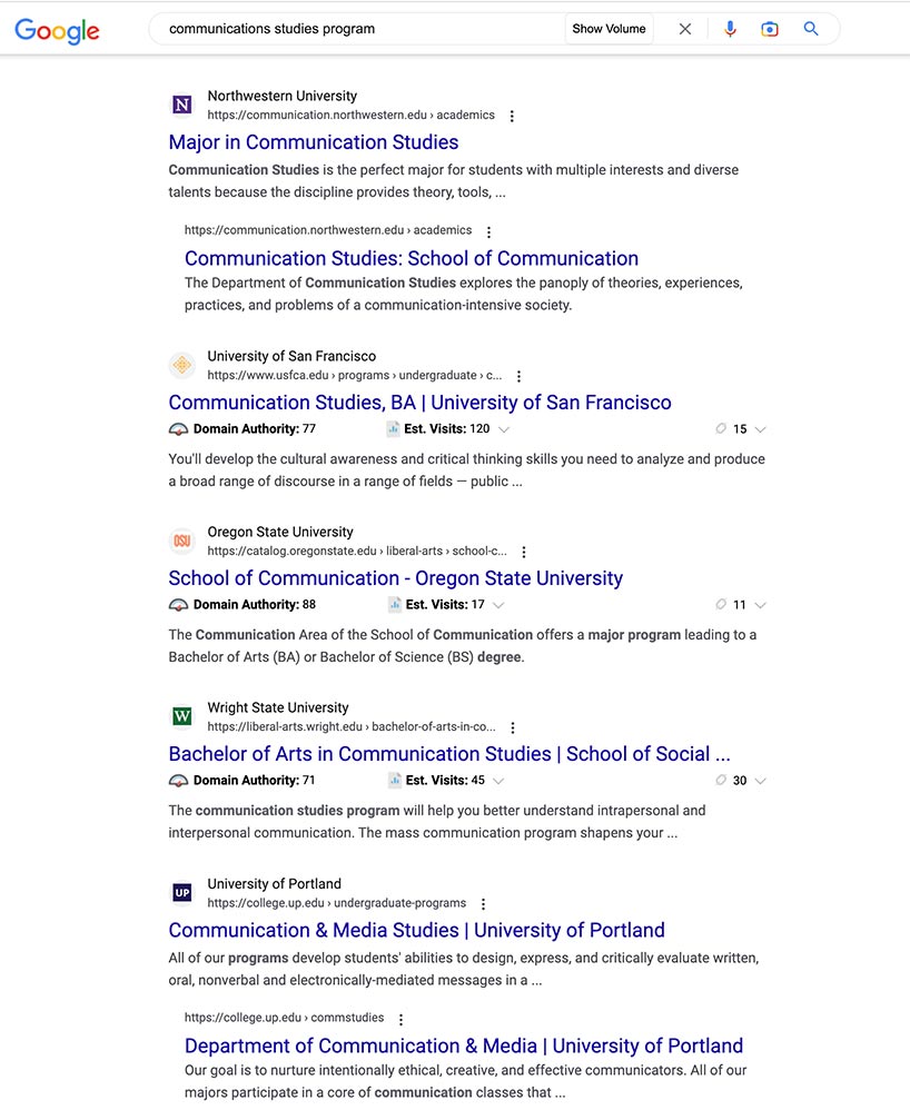 Google screenshot search results