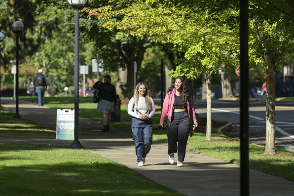 WOU students walking