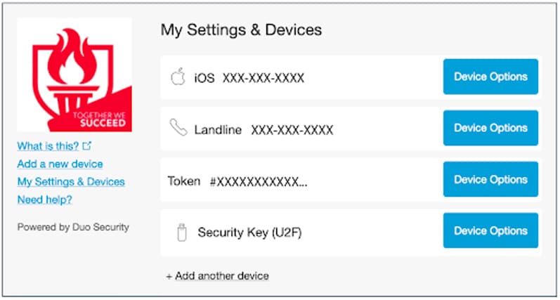 DUO my settings and devices