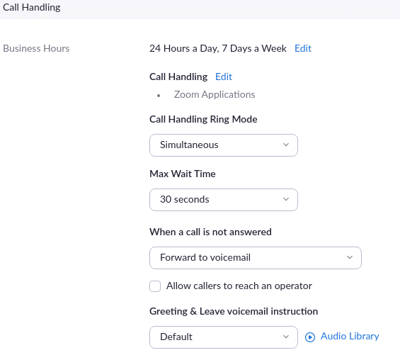 picture of Zoom Phone voicemail settings