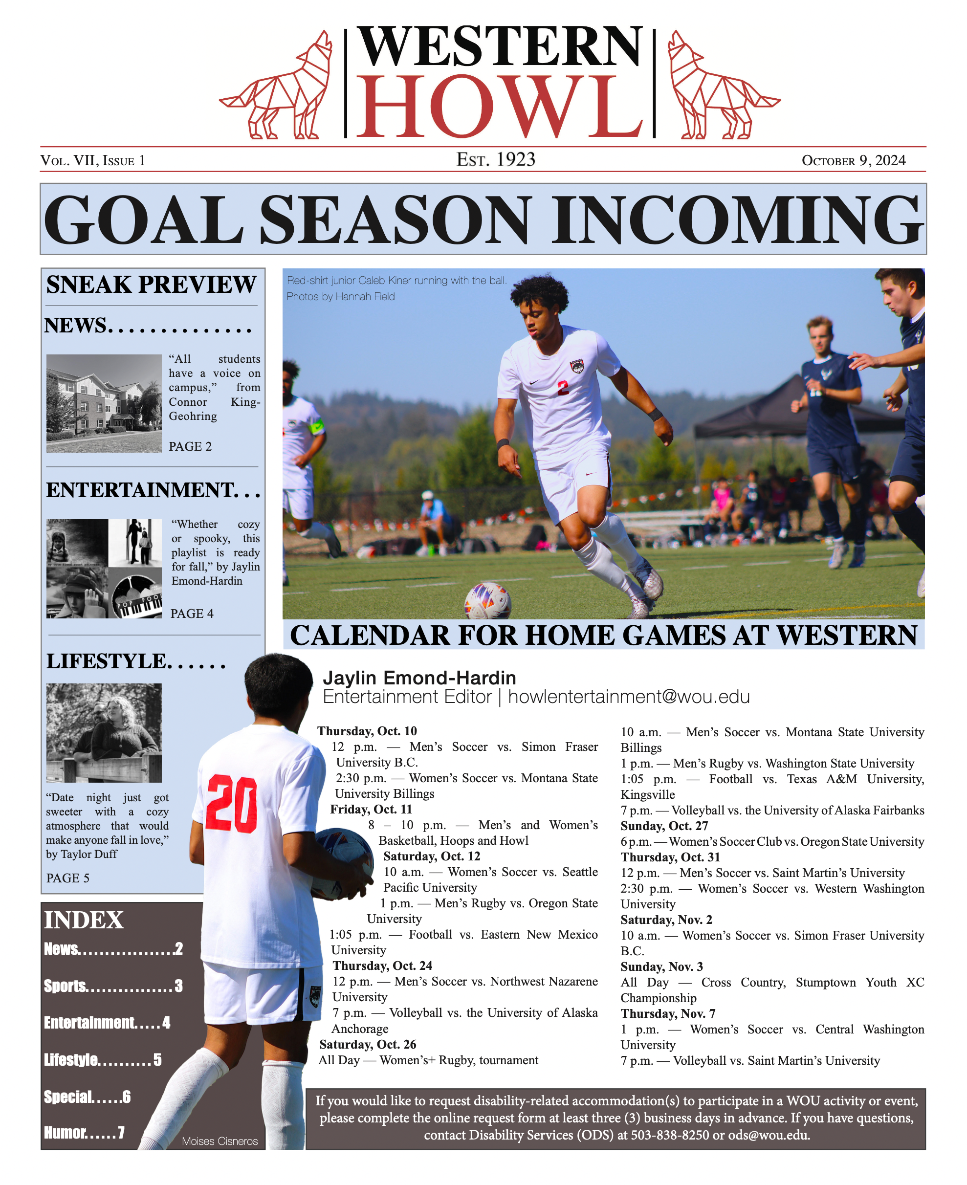 Western Howl Vol. VII, Issue 1 - October 9, 2024