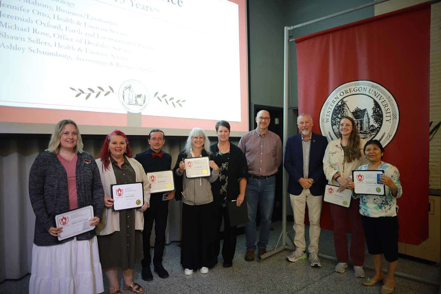 WOU faculty and staff being recognized